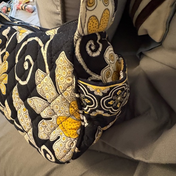 Vera Bradley Small Black and Yellow Floral Shoulder Bag - Picture 4 of 6